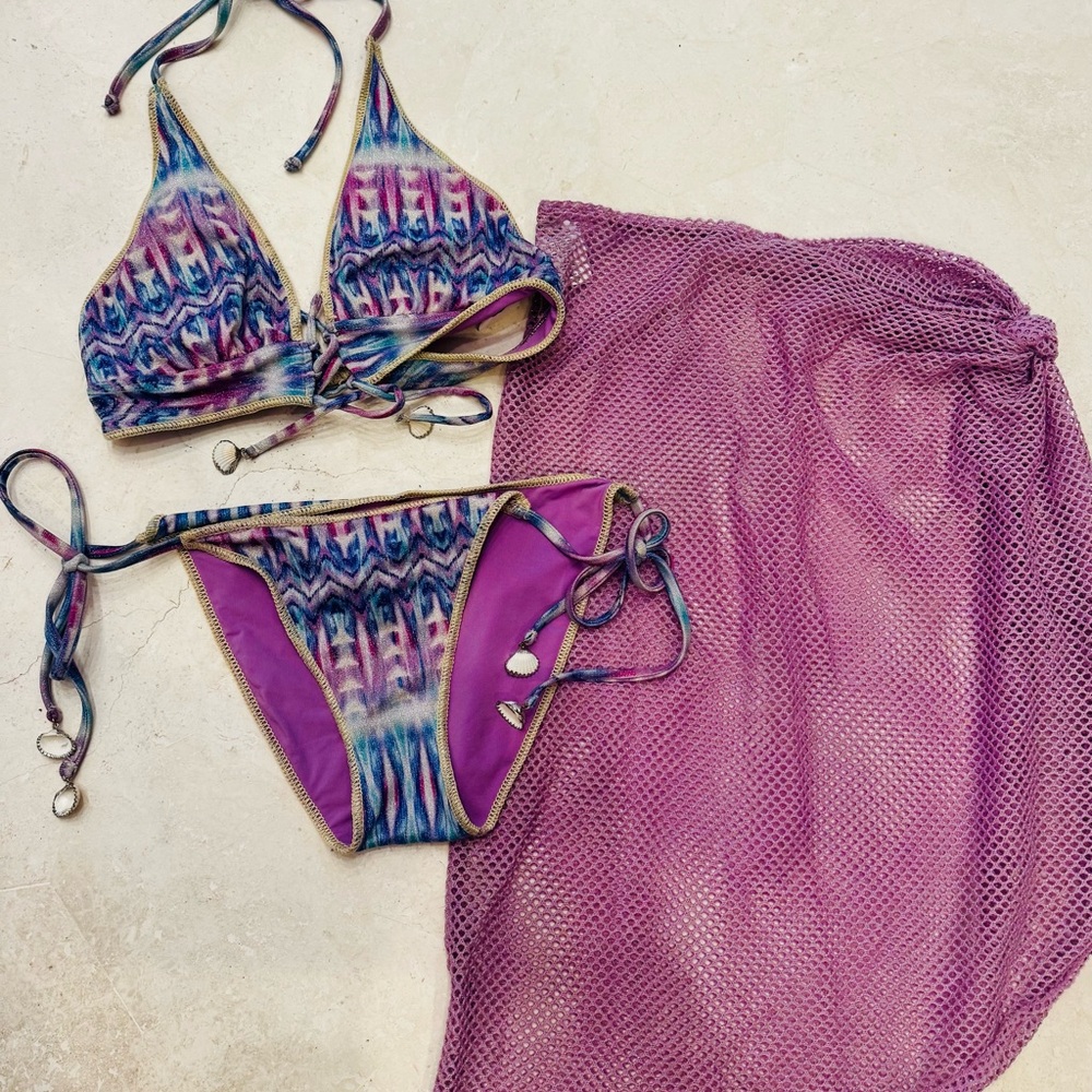 BECCA Tulum Lace-Up Halter Bikini and Cover up